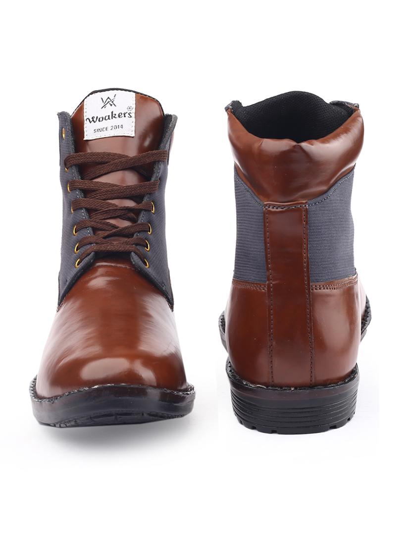 brown color block lace up boot - 20893565 - Standard Image - 4