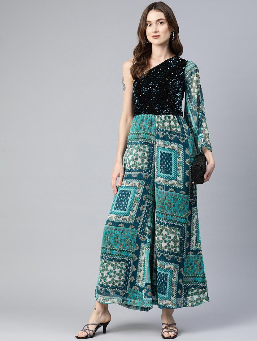 women green sequin full leg jumpsuit - 20893692 -  Standard Image - 1
