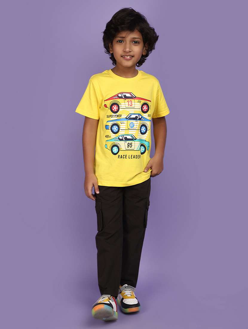 yellow cotton front print t-shirt - 20893826 -  Standard Image - 4