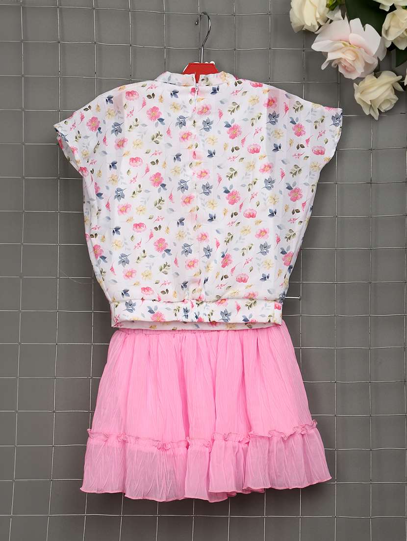 girls round neck printed skirt top set - 20893832 -  Standard Image - 1