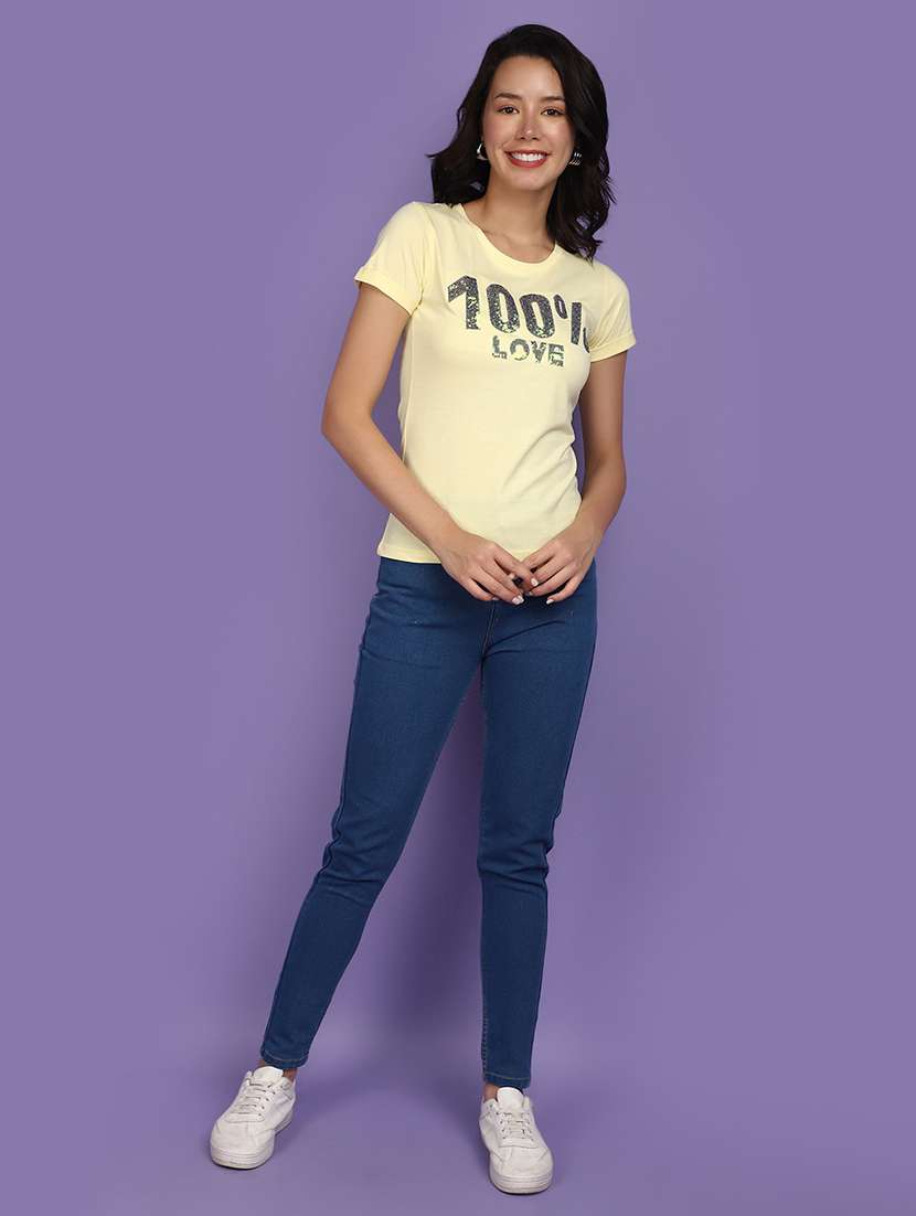 pastel yellow cotton typography t-shirt - 20893852 -  Standard Image - 4