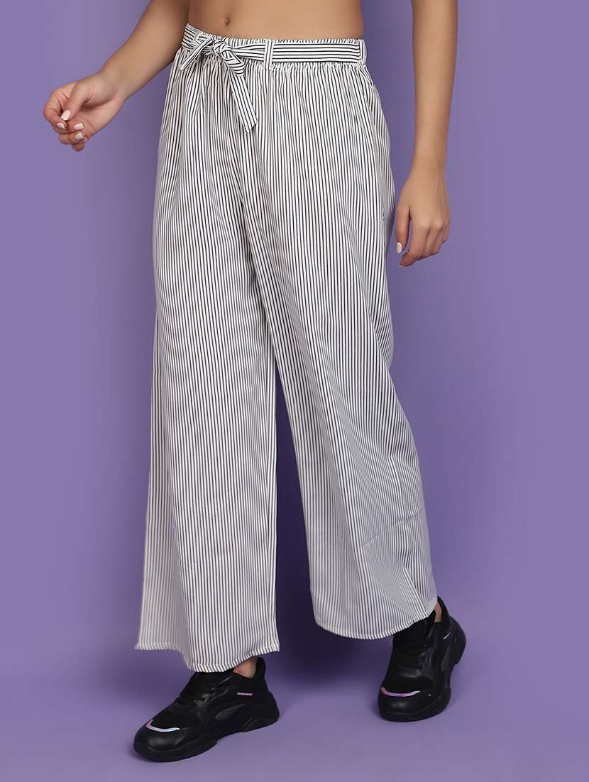 white & black striped wide leg trouser - 20893859 -  Standard Image - 1