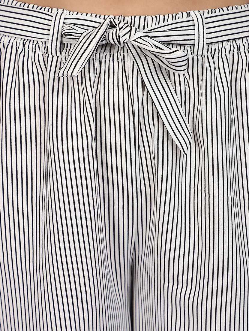white & black striped wide leg trouser - 20893859 -  Standard Image - 4