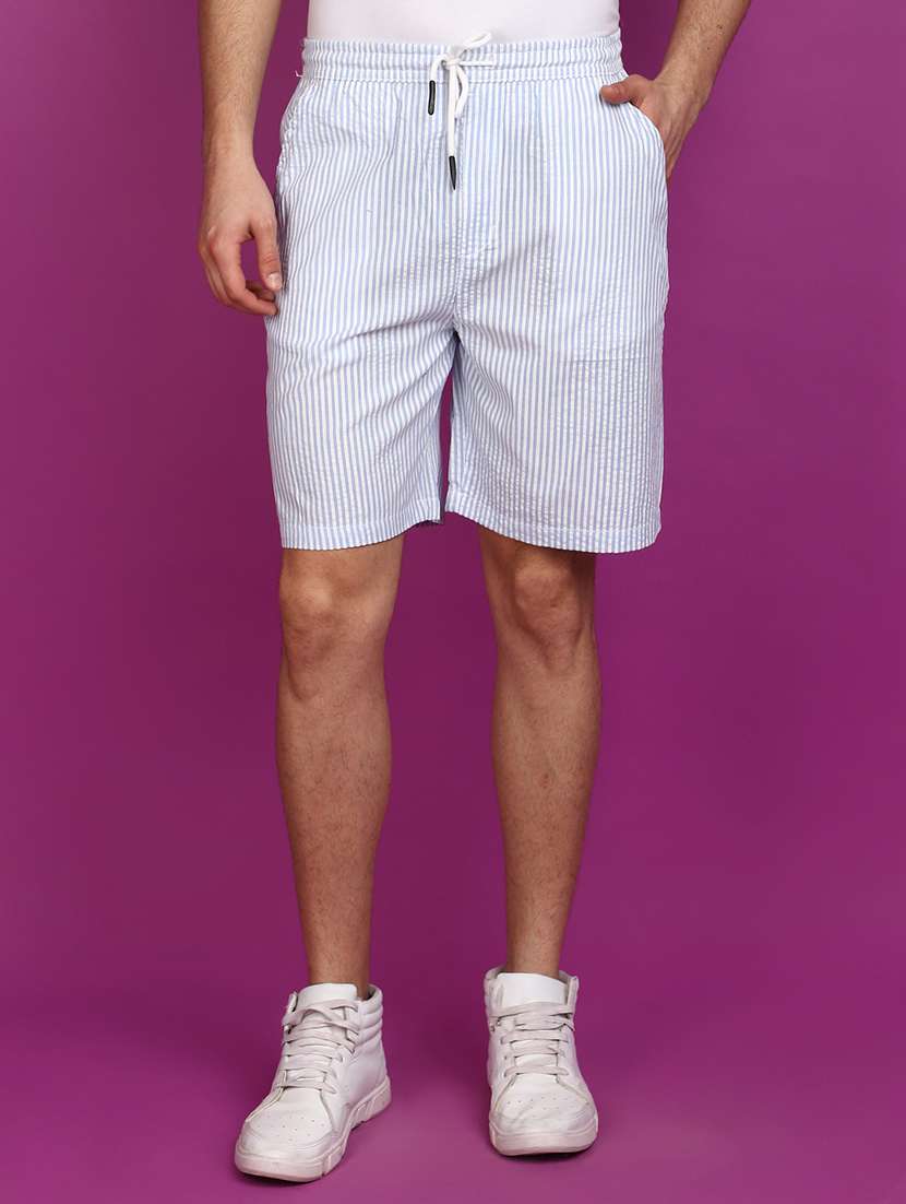 men cotton stripes printed shorts
