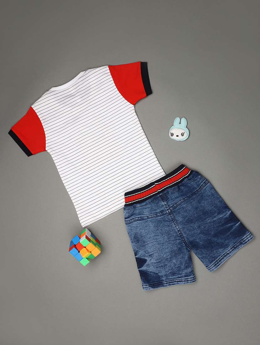 boys round neck printed shorts set - 20893885 -  Standard Image - 1