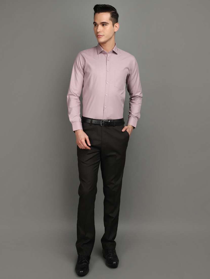 men mauve regular fit solid formal shirt - 20893901 -  Standard Image - 4