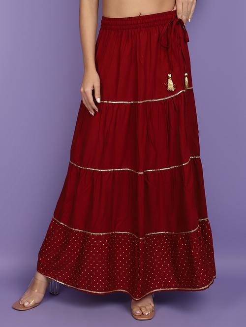 women maroon printed detailed skirt - 20893911 -  Standard Image - 0