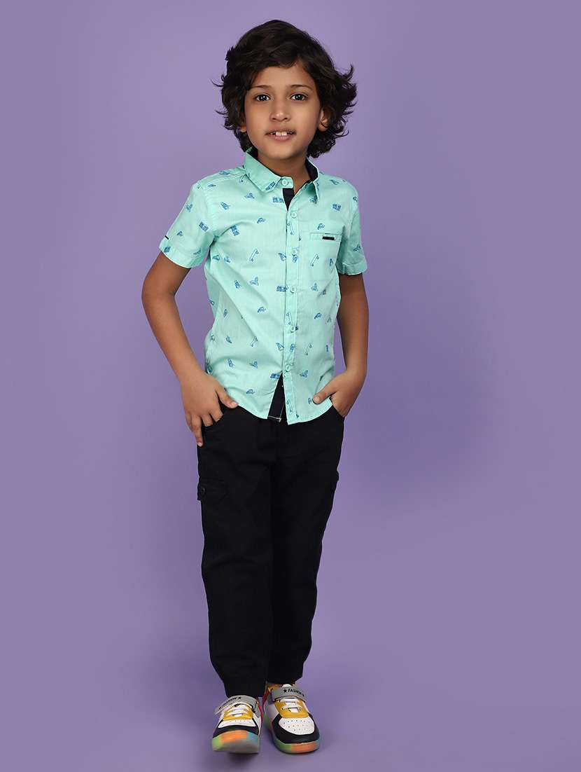 light green cotton printed shirt - 20893924 -  Standard Image - 4