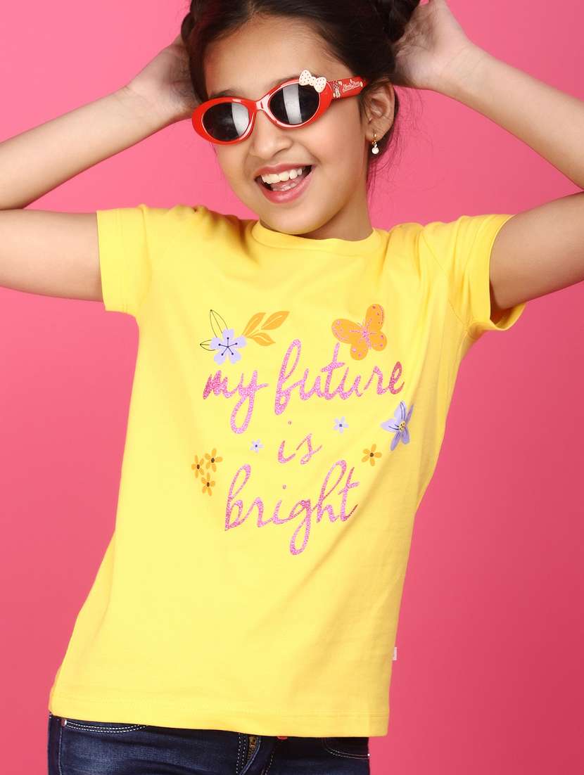 yellow cotton chest print tee - 20893925 -  Standard Image - 1