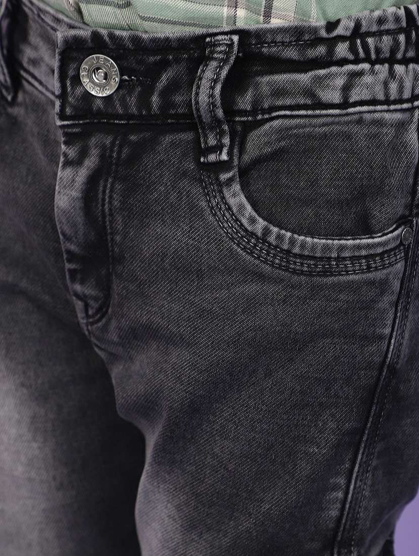 solid grey washed detailed cargo jeans - 20893936 -  Standard Image - 4