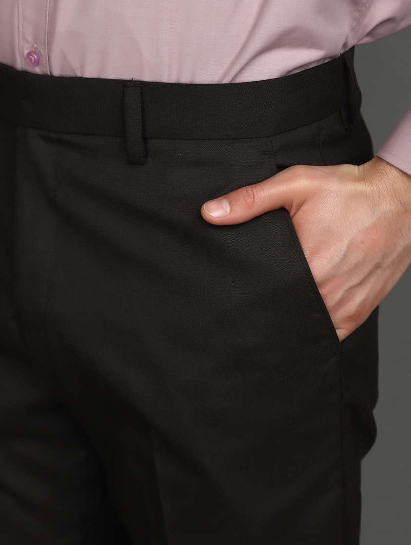 brown cotton flat front  formal trouser - 20893956 -  Standard Image - 4