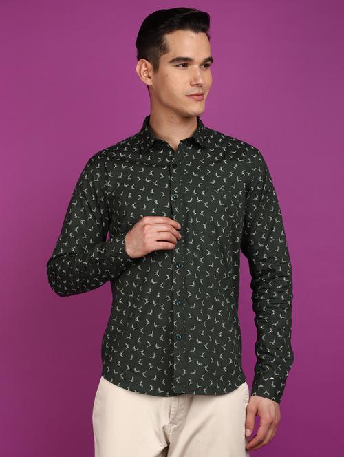 green cotton casual shirt - 20893976 -  Standard Image - 0