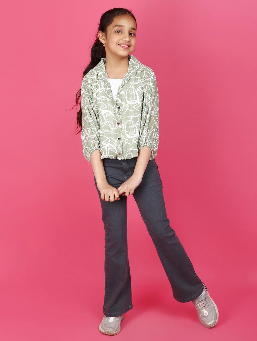 girls green printed regular top - 20893997 - Standard Image - 4