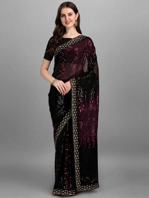women sequined work saree with blouse
