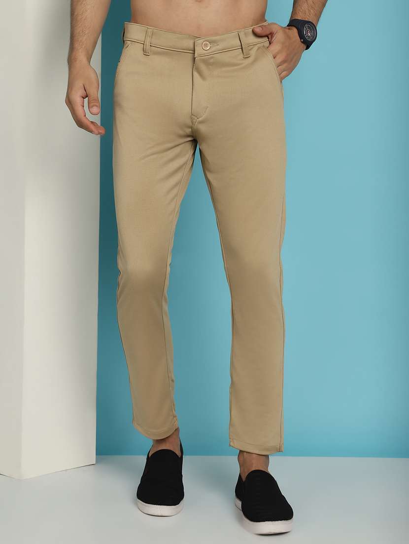 beige cotton chinos casual trousers