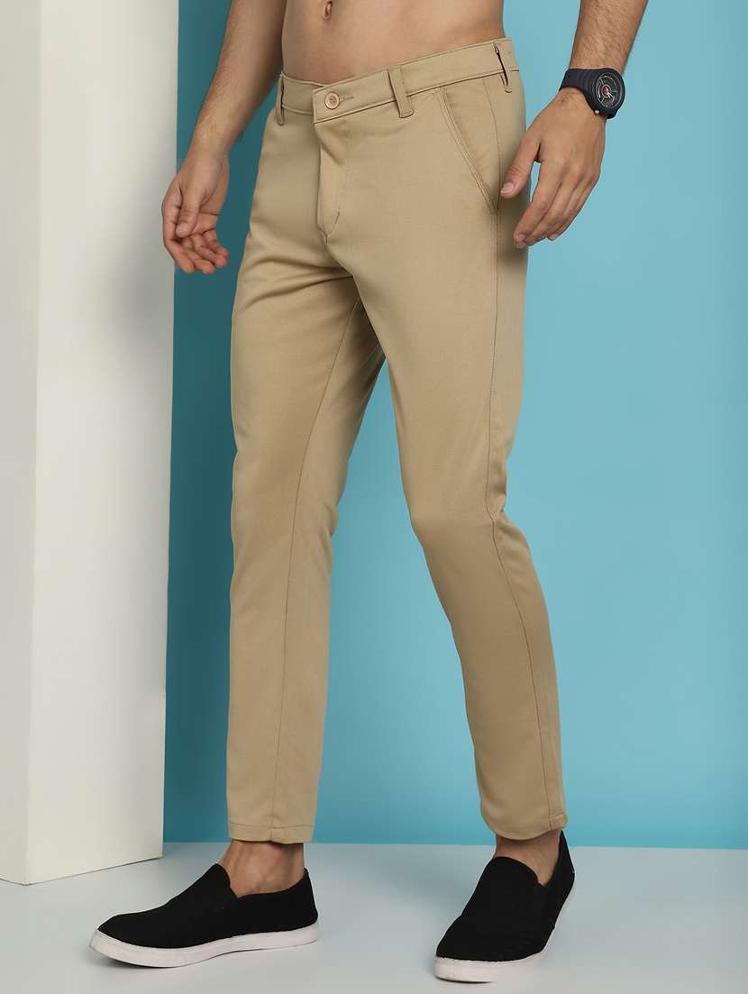 beige cotton chinos casual trousers - 20894826 -  Standard Image - 1