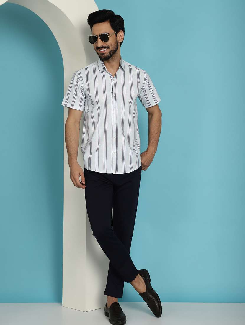 navy blue cotton chinos casual trousers - 20894831 -  Standard Image - 4