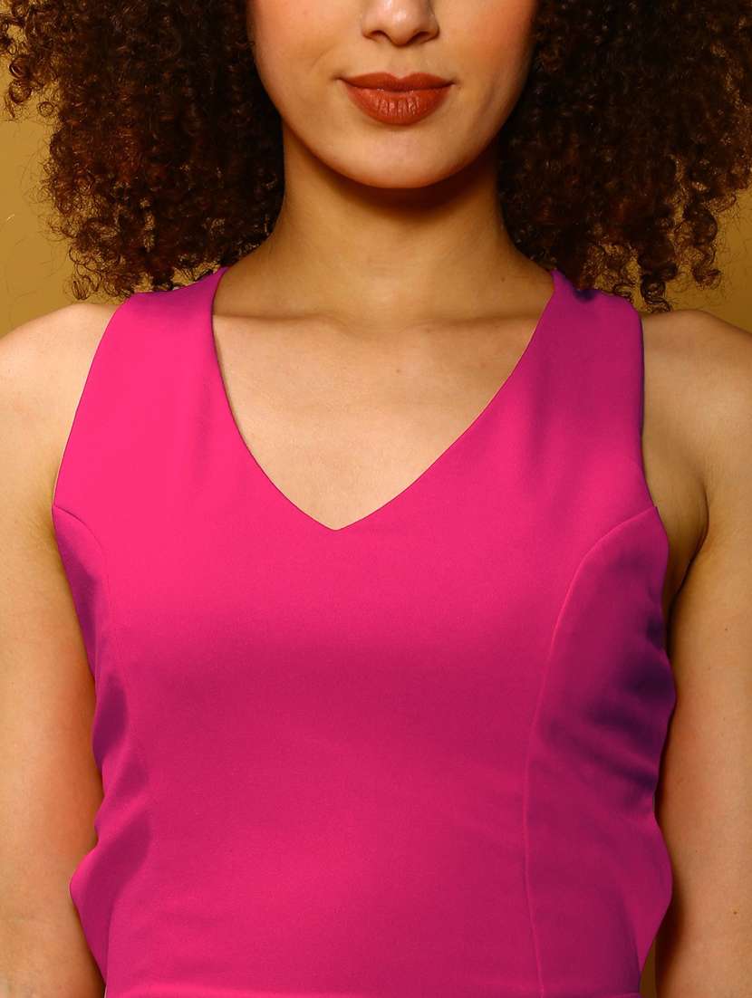 women pink solid fit & flare dress - 20894850 -  Standard Image - 4