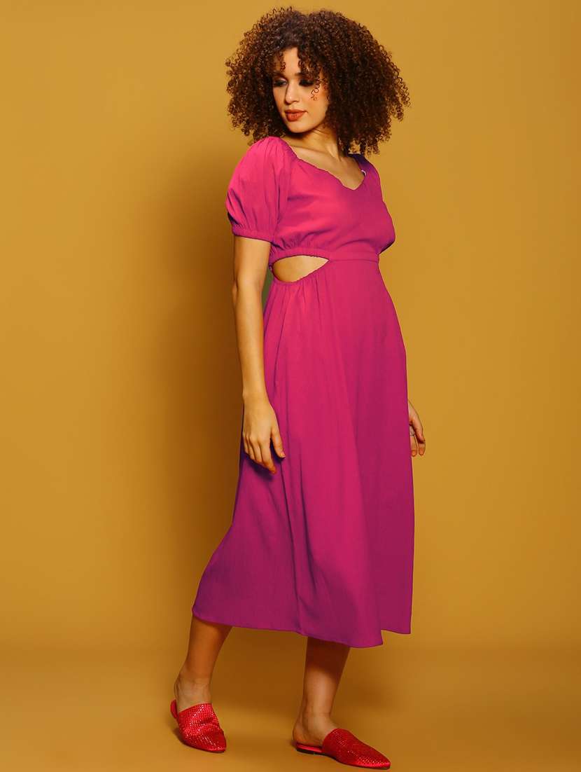 women pink solid a-line dress - 20894852 - Standard Image - 1