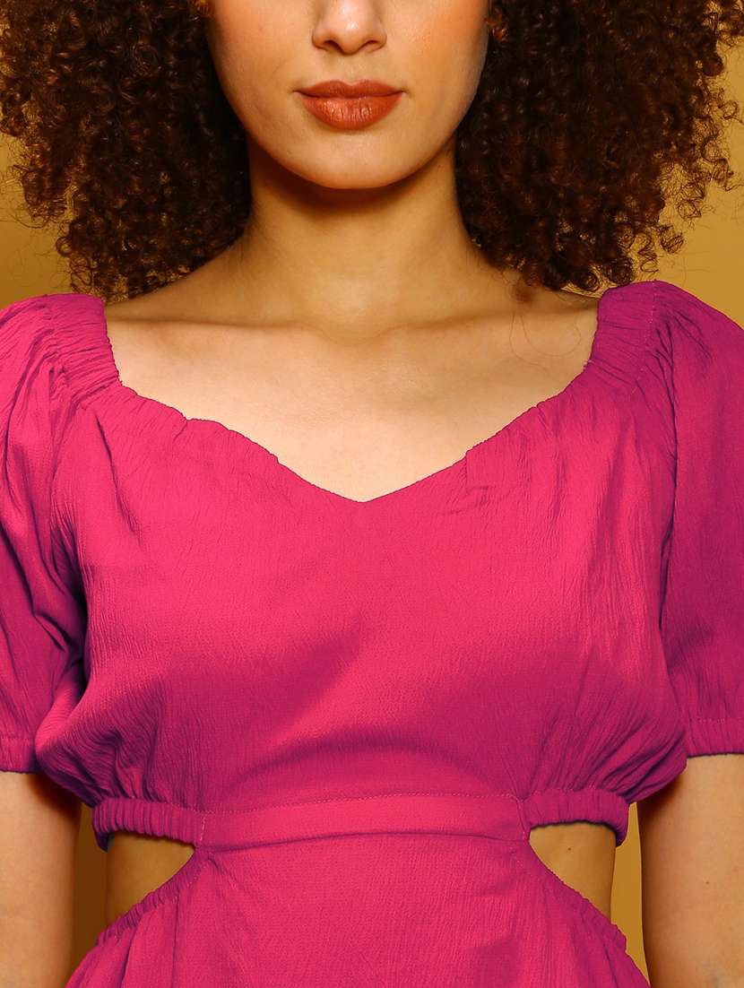 women pink solid a-line dress - 20894852 - Standard Image - 4