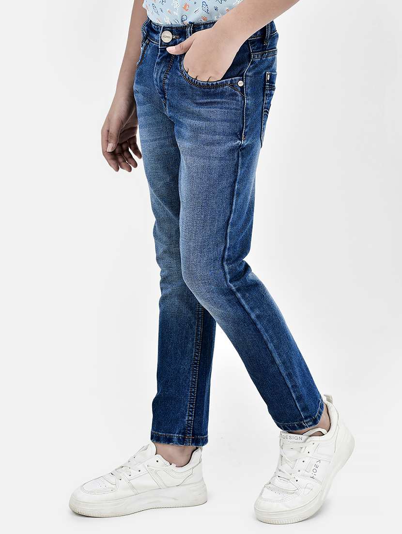 kids solid dark blue washed jeans - 20894949 -  Standard Image - 1