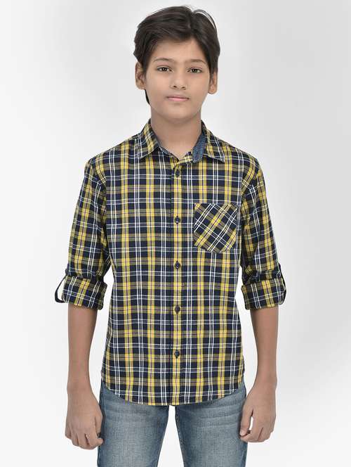boys' check printed regular shirt
