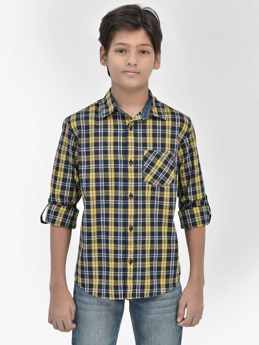 boys' check printed regular shirt