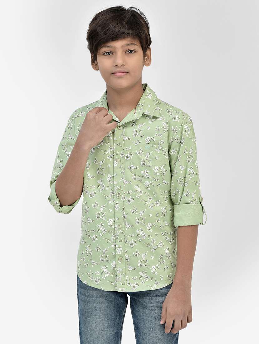 boys' floral printed regular shirt