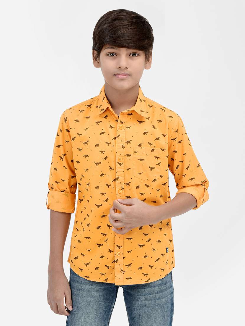 boys' self printed regular shirt