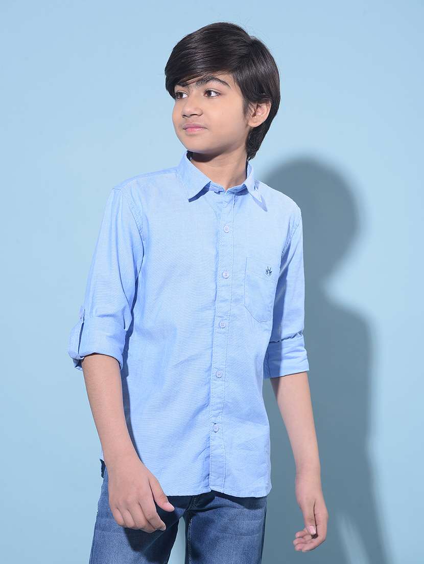 boys' mandarin collar solid color shirt - 20894982 -  Standard Image - 1
