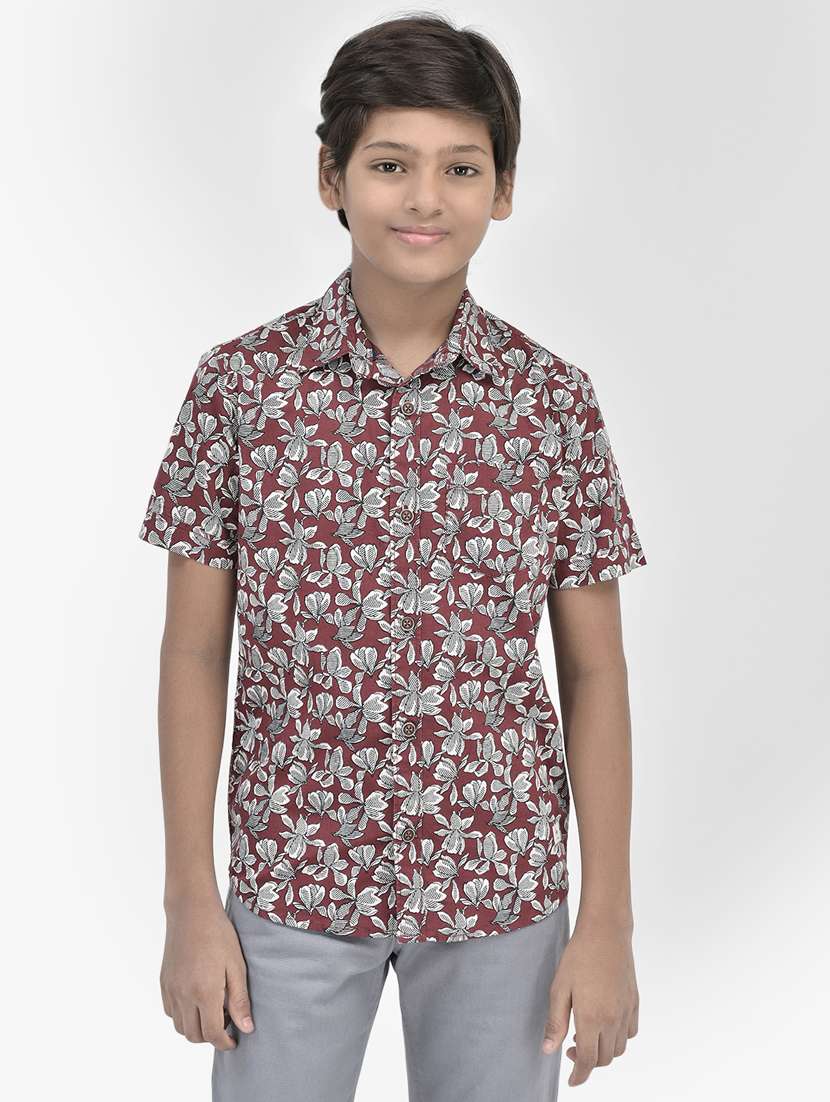 boys' floral printed regular shirt