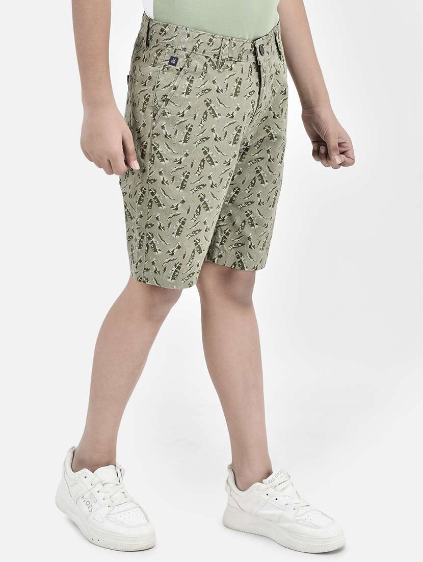 green printed three fourth shorts - 20894994 -  Standard Image - 1
