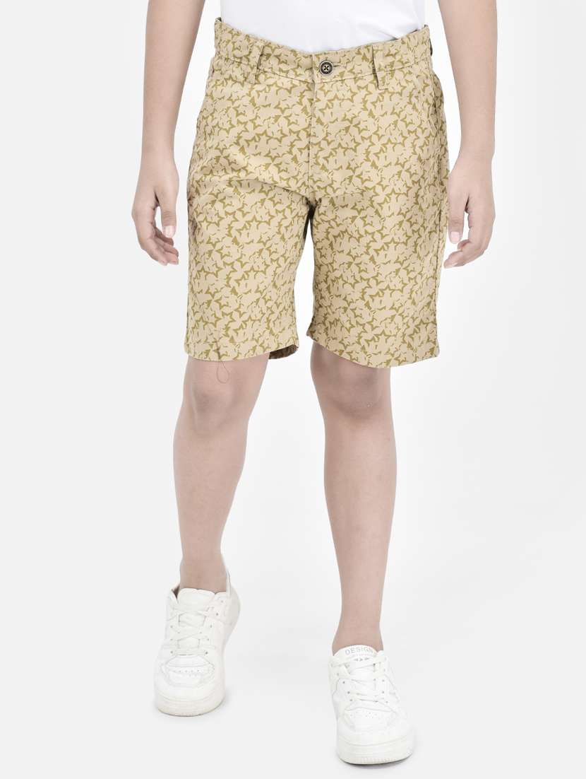 kids beige printed three fourth shorts