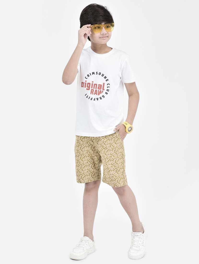 kids beige printed three fourth shorts - 20894995 -  Standard Image - 4