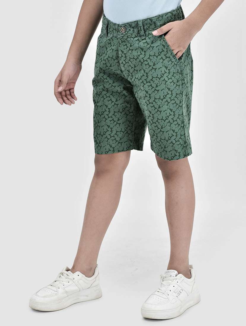 kids green printed three fourth shorts - 20894996 -  Standard Image - 1