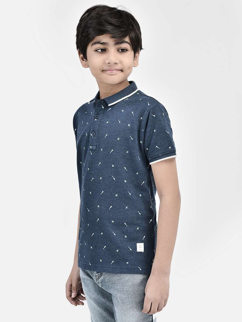 blue cotton blend tshirt