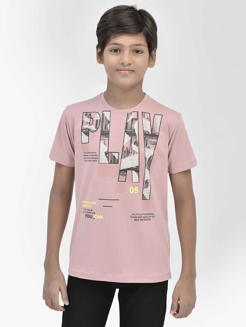 mauve cotton typographic t-shirt