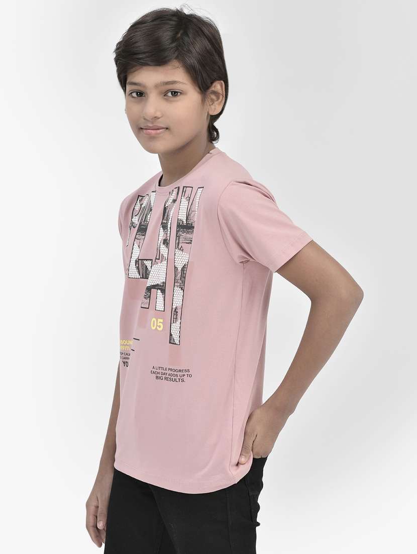 mauve cotton typographic t-shirt - 20895026 -  Standard Image - 1