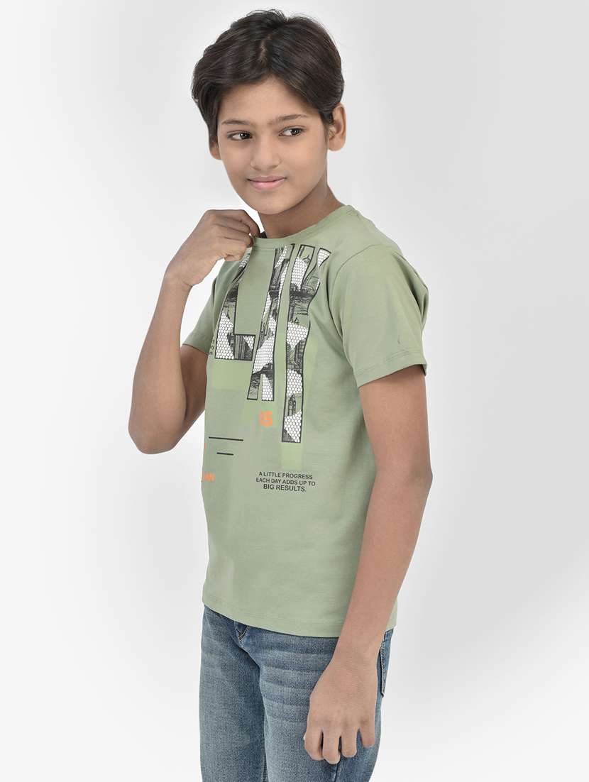 green cotton typographic t-shirt - 20895027 -  Standard Image - 1