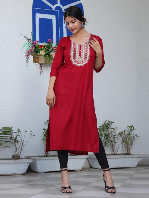 women embroidered stright kurta - 20895127 - Standard Image - 0
