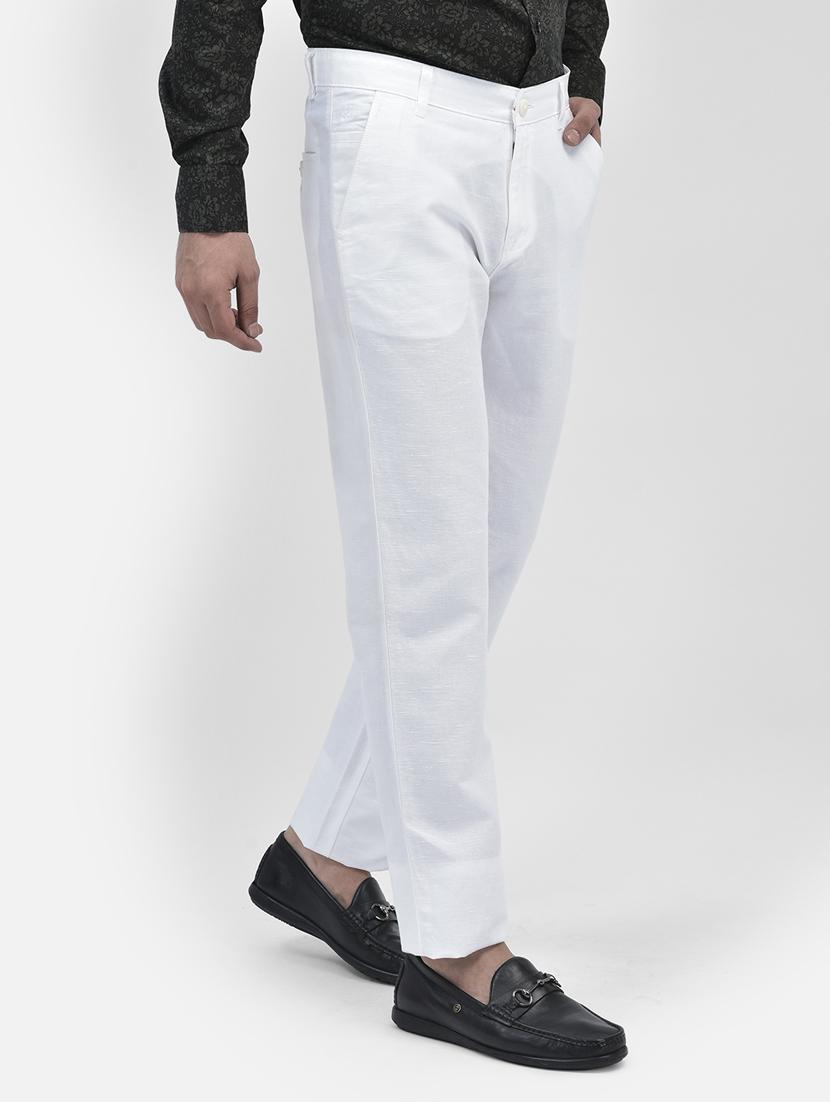 white cotton blend chinos casual trousers - 20895290 - Standard Image - 1