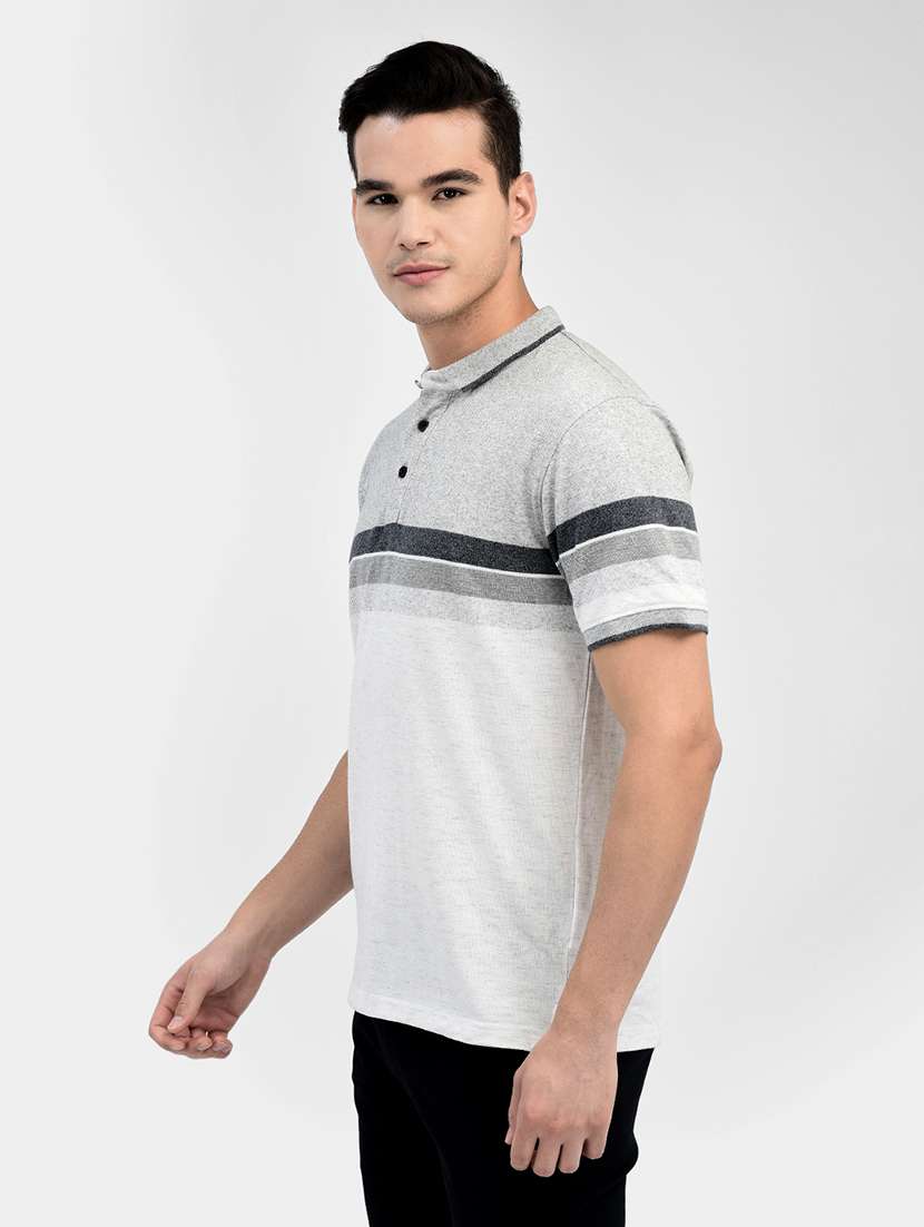 grey cotton color block t-shirt - 20895309 - Standard Image - 1