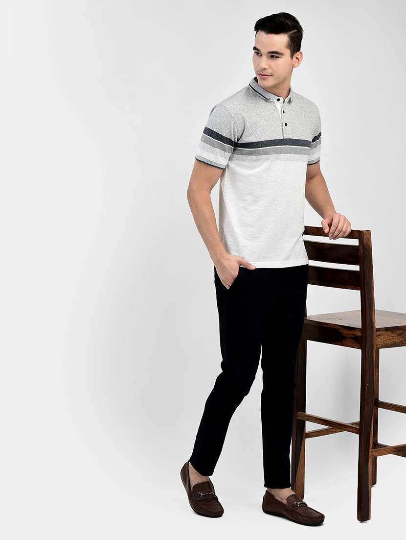 grey cotton color block t-shirt - 20895309 - Standard Image - 4