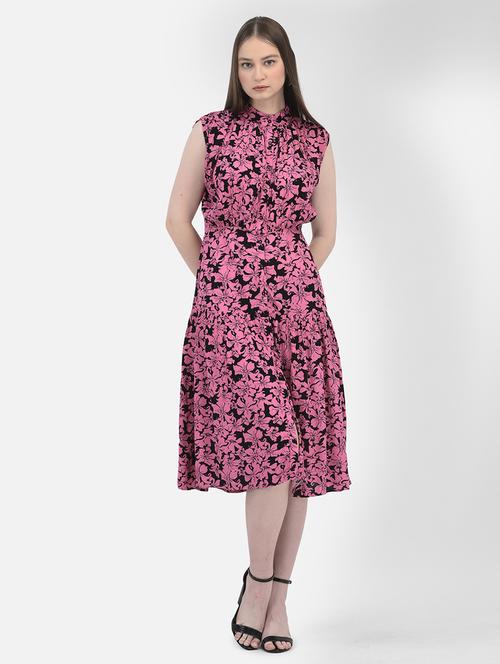 women black floral printed a-line dress - 20895341 - Standard Image - 0
