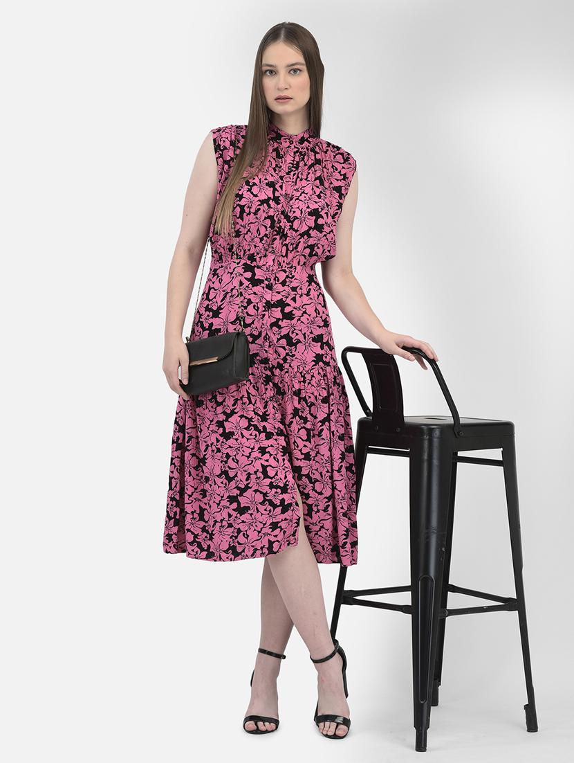 women black floral printed a-line dress - 20895341 -  Standard Image - 1