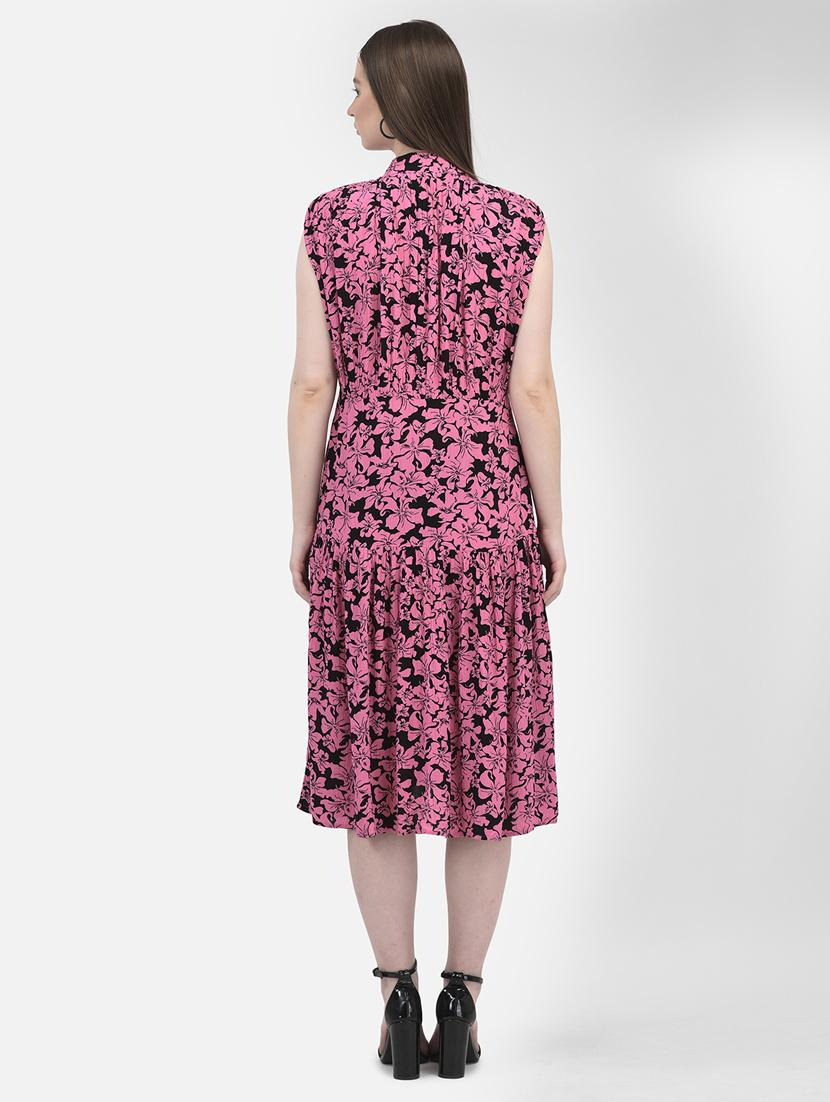 women black floral printed a-line dress - 20895341 - Standard Image - 4
