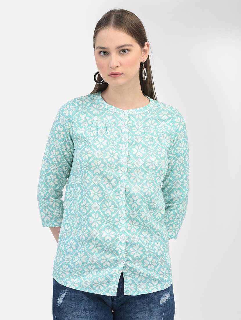 women's geometric floral printed shirt