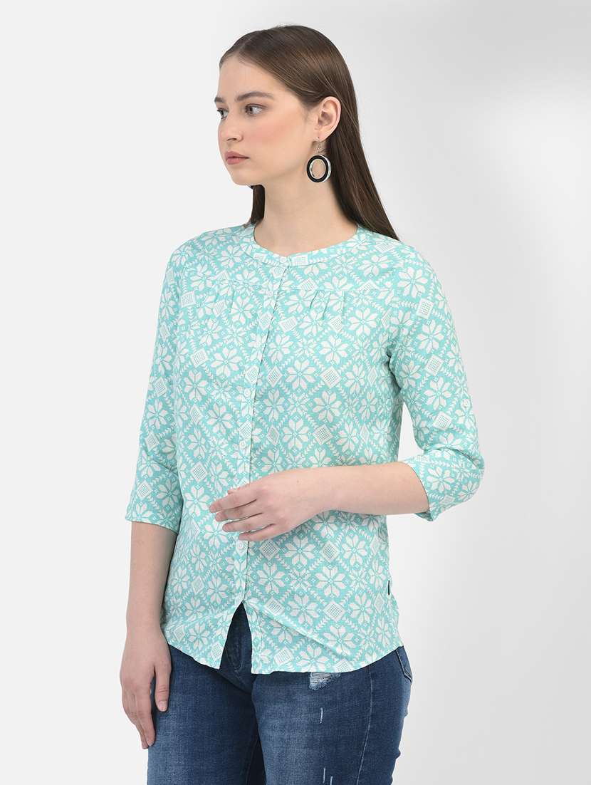 women's geometric floral printed shirt - 20895354 - Standard Image - 1