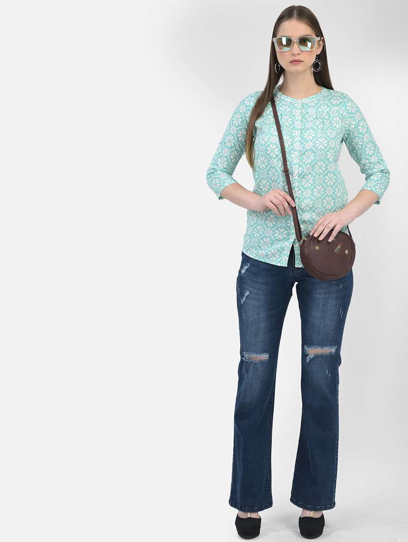 women's geometric floral printed shirt - 20895354 - Standard Image - 4