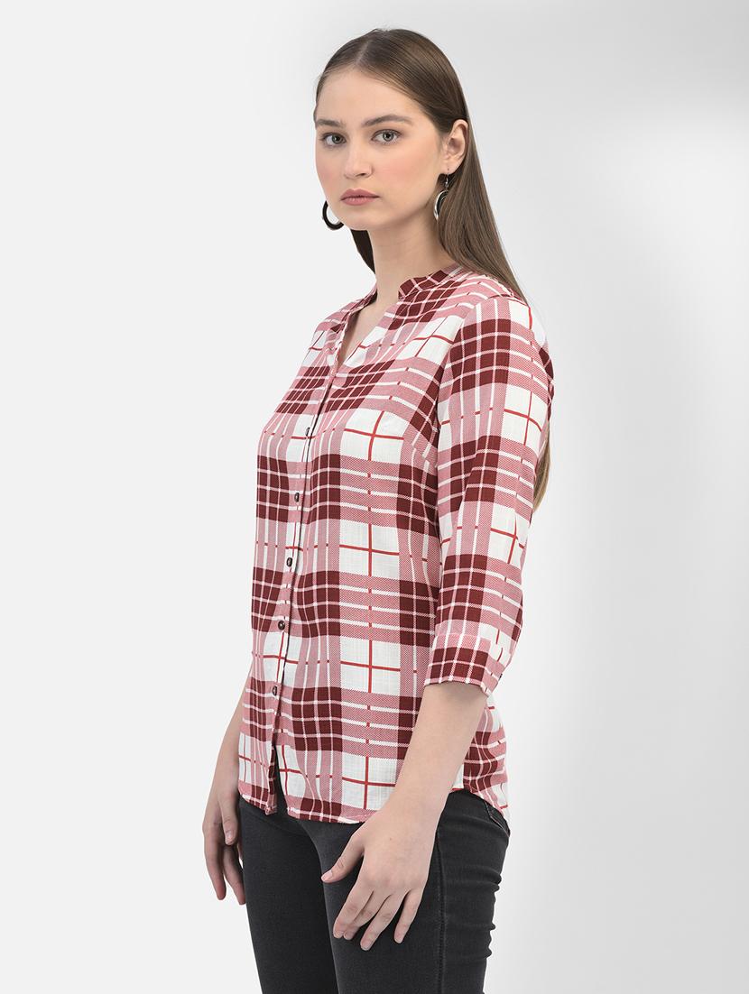 check printed high-low shirt - 20895360 - Standard Image - 1